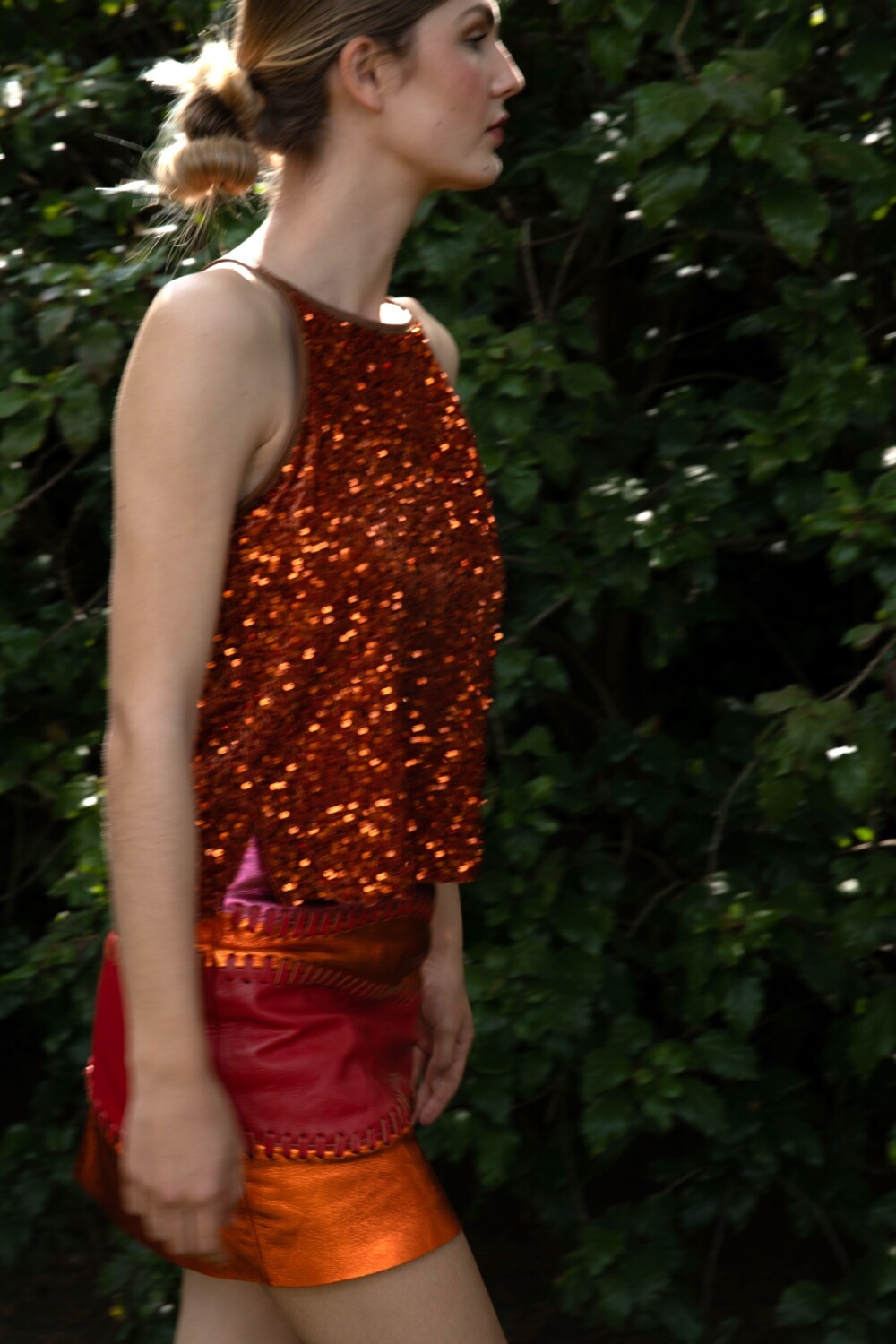 Handstitched Skirt Fucsia