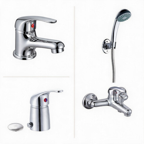 JUEGO DE GRIFERIA LAVATORIO BAJO,DUCHA EXTERIOR Y BIDET CROMO