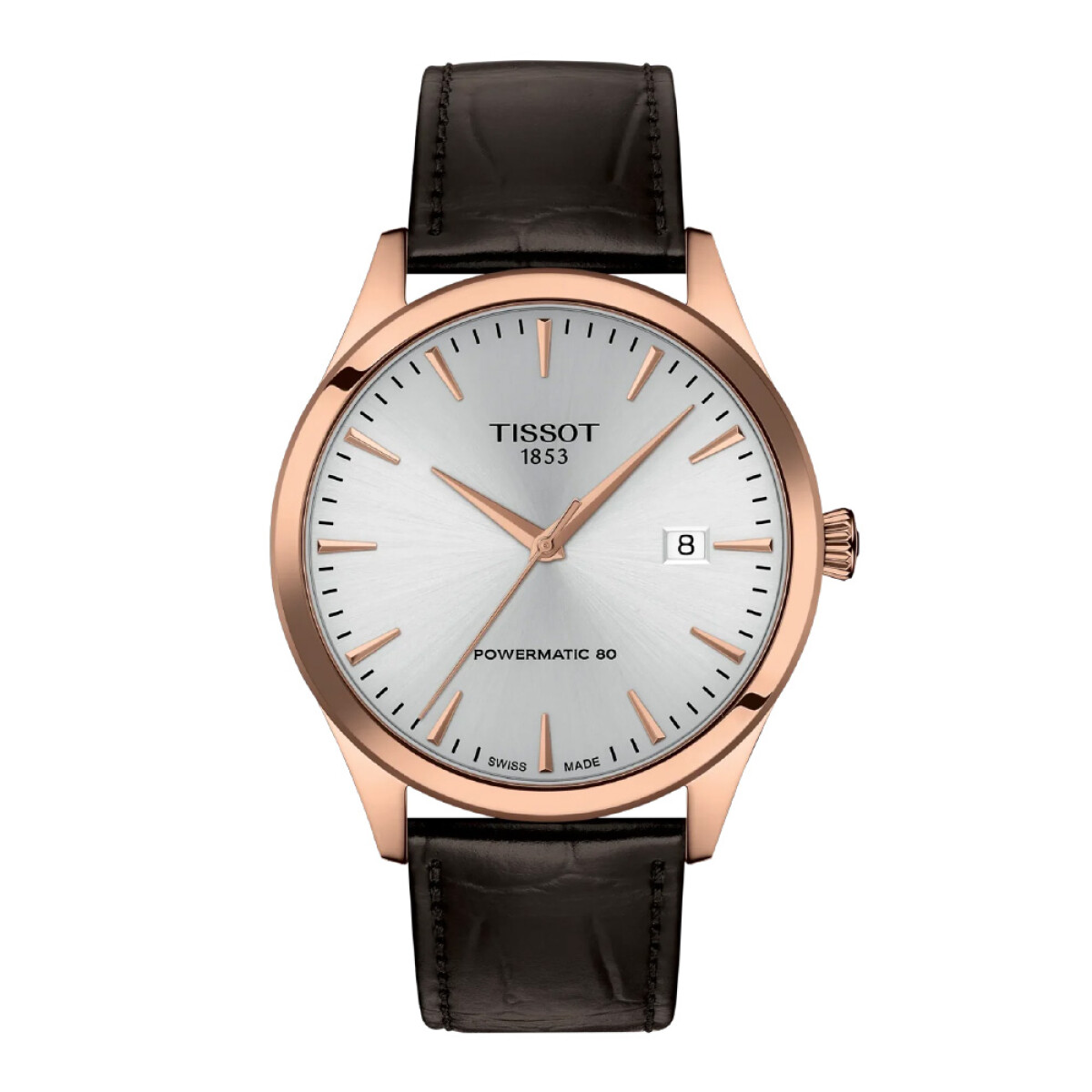Reloj TISSOT Classic Dream 40MM con correa marrón y esfera plata 