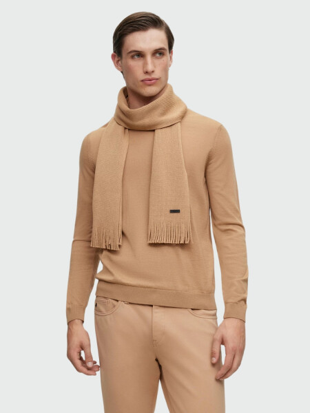 HUGO BOSS Bufanda de Punto Raschel en Lana Merino Beige