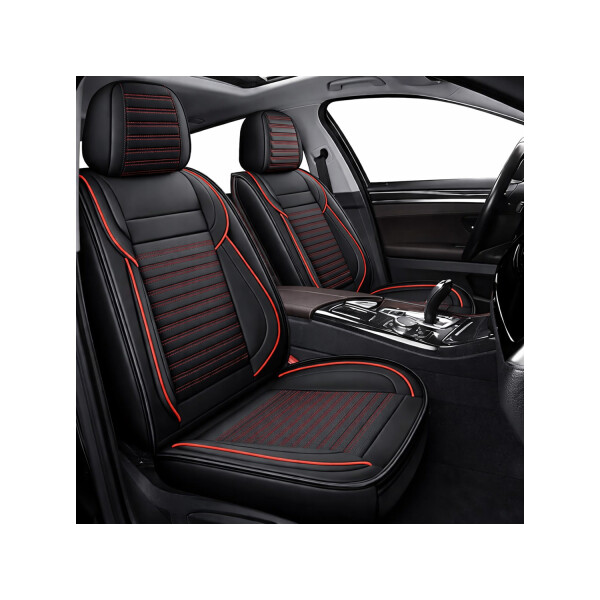 Cubreasientos Eco Cuero Negro Con Detalles Rojos 11 Piezas Cubreasientos Eco Cuero Negro Con Detalles Rojos 11 Piezas