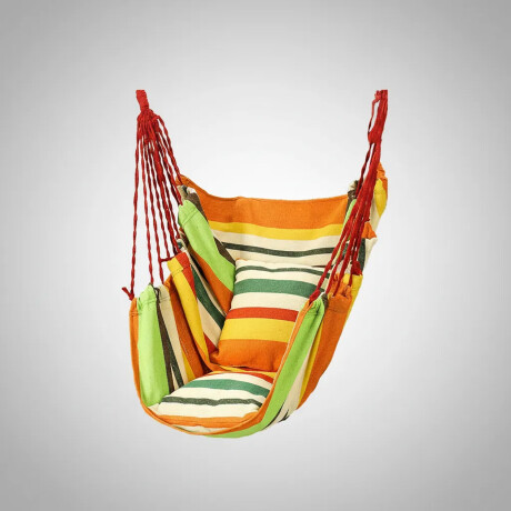 Silla Colgante Hamaca Paraguaya +2 Almohadones Jardín Balcón Naranja