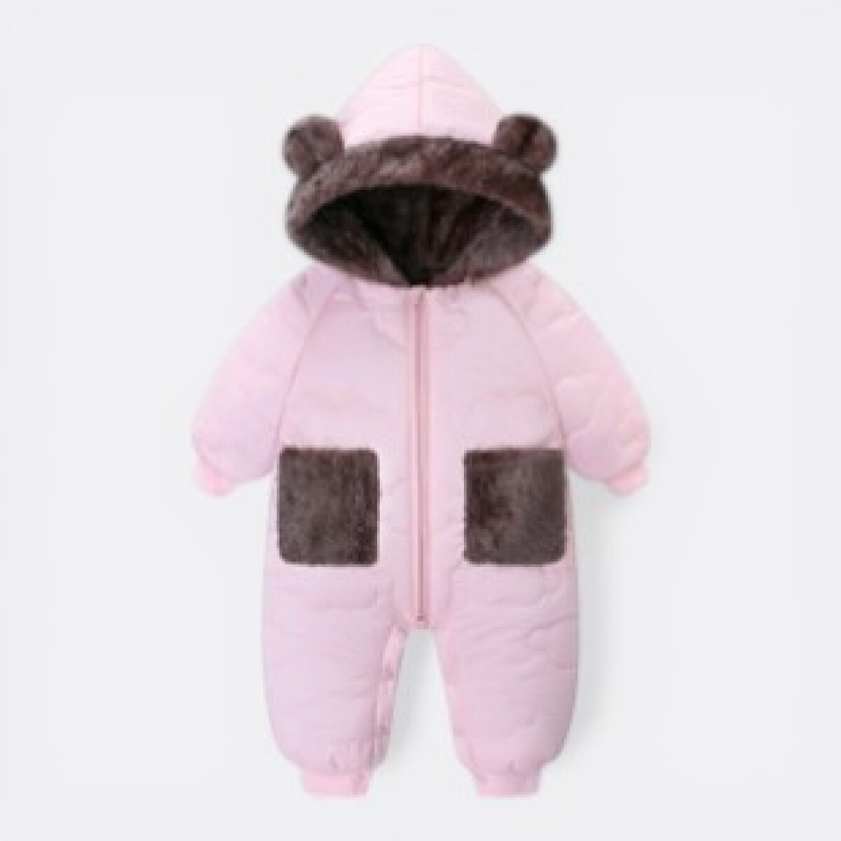 Body Bebé Abrigo Capitoneado Corderito Sintético - Rosa 