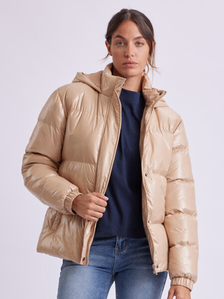 Campera de abrigo con capucha Taupe
