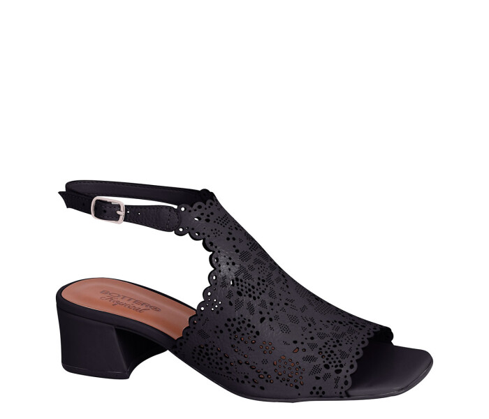 Sandalias de Mujer Bottero Cuero Calado Negro