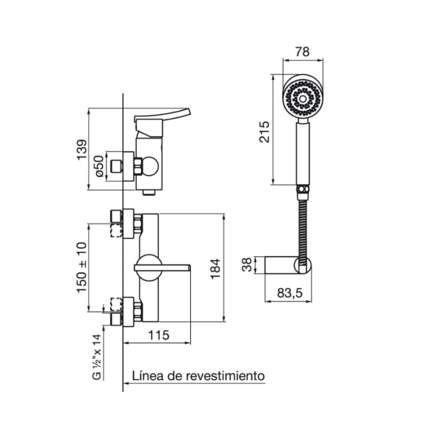 Grifería de Ducha Exterior Monocomando Cromado Linea Libby Grifería de Ducha Exterior Monocomando Cromado Linea Libby