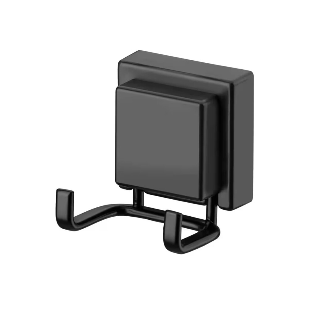 PERCHA CON VENTOSA CUADRADA NEGRO MATE Percha Con Ventosa Cuadrada Negro Mate