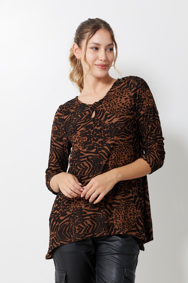 Blusa Labrada NEGRO/MARRON