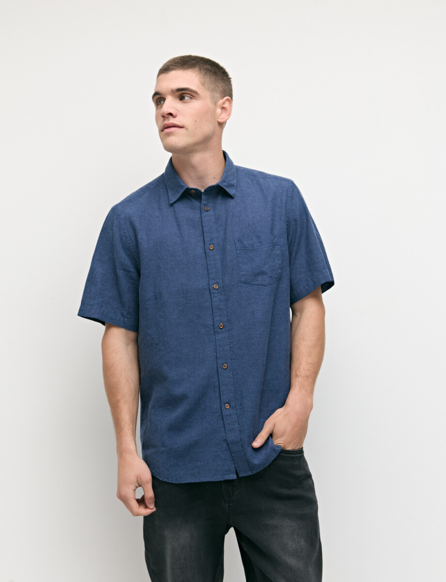 CAMISA HARRINGTON LABEL - Azul Piedra 