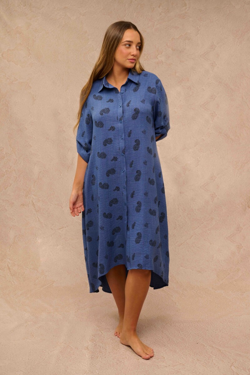 VESTIDO MILDA ESTAMPADO AZUL VESTIDO MILDA ESTAMPADO AZUL