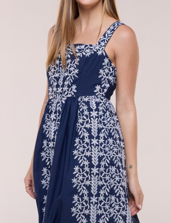 Vestido Bordado BLANCO/AZUL