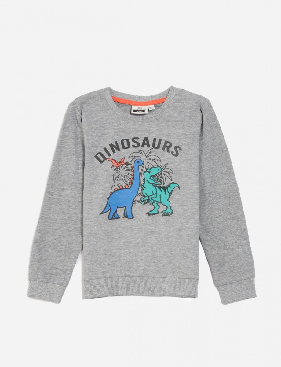 Buzo estampa Dino - Gris melange 