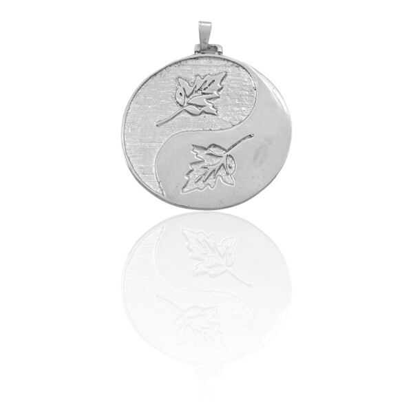 Dije Colgante Yin Yang hojas-Plata 925 Esterlina-Sin Piedra-CP3616 sinpiedra
