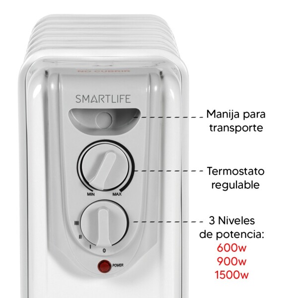 Radiador Smartlife Sl-rhp7 7 Elementos RADIADOR DE ACEITE 7 SMARTLIFE SLRHP7