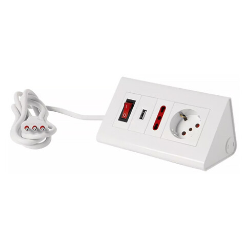 Alargue escritorio ficha 3L c/int. SCH+3L+USB 1.5m E18272
