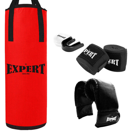 Kit Boxeo Bolsa Completa + Guantes + Bucal + Vendas Bolsa Roja Adultos