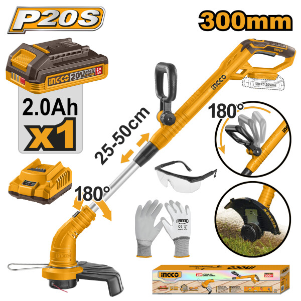 BORDEADORA 20V C 1 BAT Y CARGADOR P20S MANGO REG INGCO CGTLI20301 BORDEADORA 20V C 1 BAT Y CARGADOR P20S MANGO REG INGCO CGTLI20301