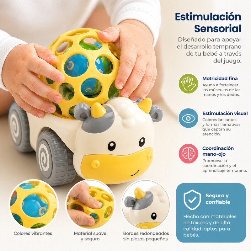 Auto Vaquita Juego Juguete Infantil De Arrastre Didáctico Auto Vaquita Juego Juguete Infantil De Arrastre Didáctico