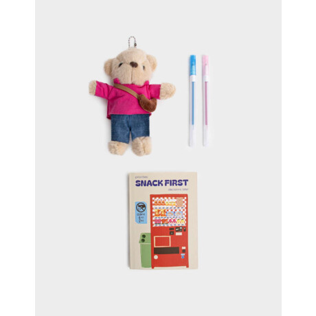 Set De Librería En Estuche De Pu Con Peluche Azul Celeste