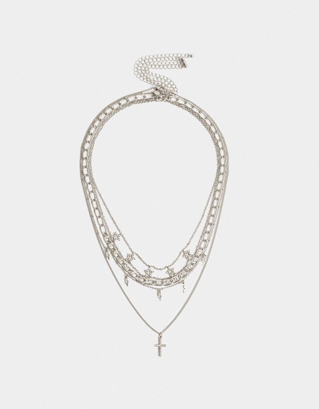 Collares Cortos Religioso Collar Corto Con Cruz - Plateado