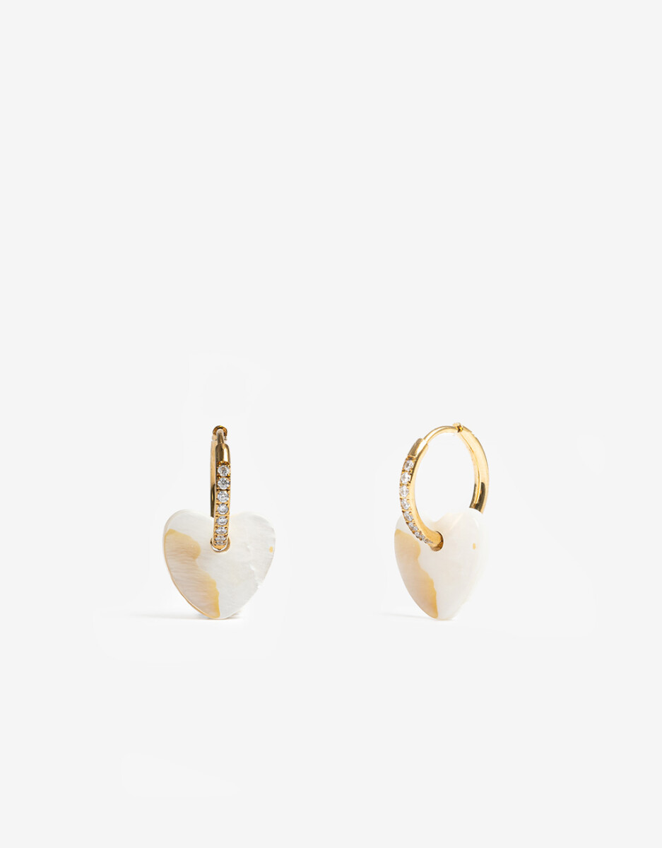 Argollas De Acero Dorado Con Nácar 