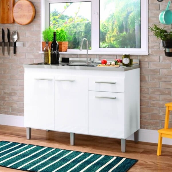 ARMARIO BAJO MESADA 1.20 3 PUERTAS - 1 CAJON - BLANCO ARMARIO BAJO MESADA 1.20 3 PUERTAS - 1 CAJON - BLANCO