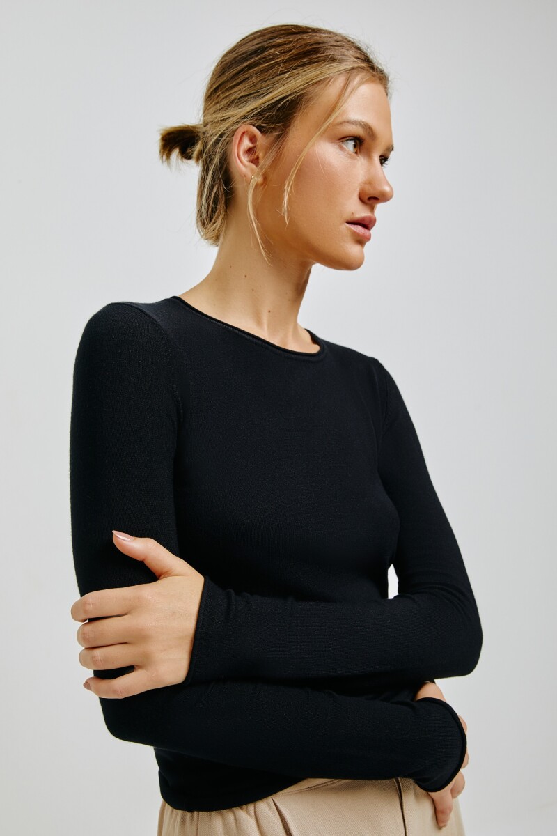 BLUSA ML FEM - PRETO ESCURO 