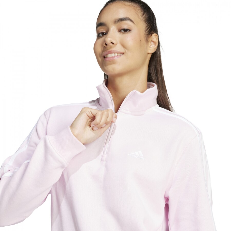 Buzo de Mujer Adidas Zip 3S Rosa - Blanco