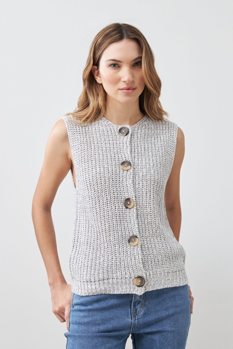 Chaleco tejido con botones gris