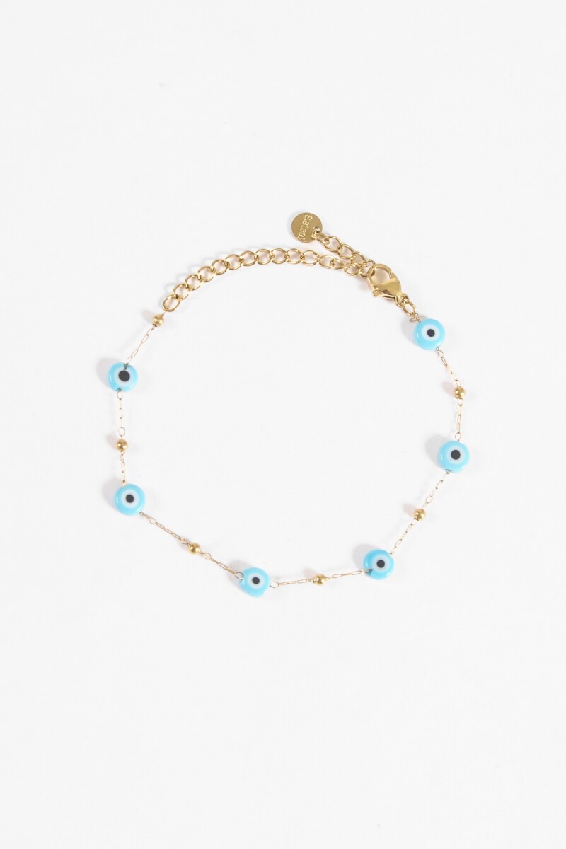 Pulsera acero ojitos dorado