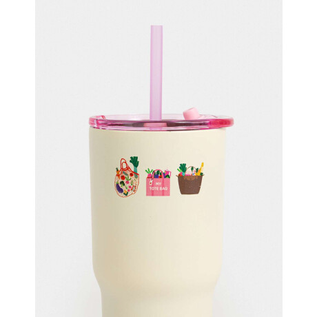 Vaso Alto Témico Estampado Blanco Crema