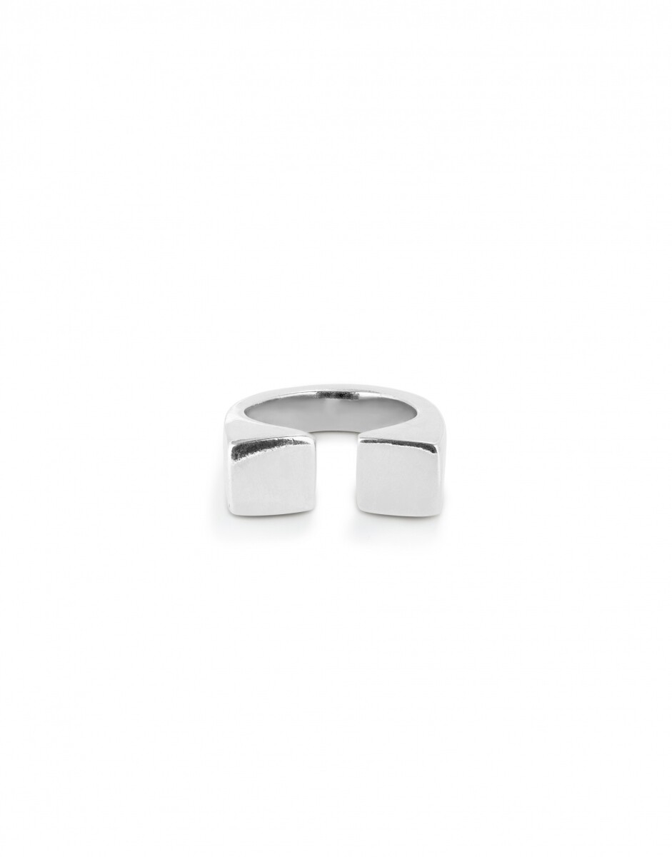 ANILLO BAÑADO EN PLATA DE LEY ACABADO LISO Y FORMA CUADRADA - Anillo 