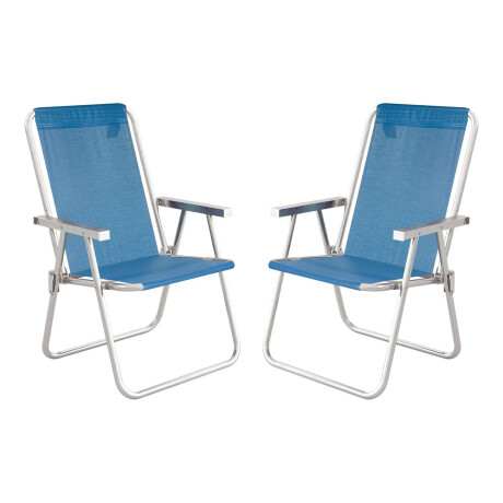 Set X2 Reposeras Sillas Altas Plegables Aluminio Total Mor Azul