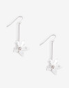 Aros Colgantes Cortos Metal Aros Cortos Flor Metal Worn Silver - Plateado Plata Cepillada Mate