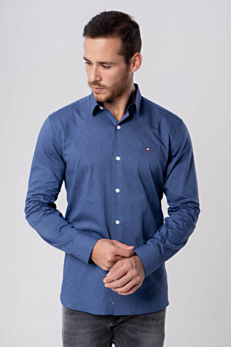 CAMISA MANGA LARGA AZUL JEAN 