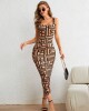 VESTIDO MIDI ESTAMPADO Beige