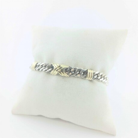 Pulsera de plata 925 con trabas en double de oro 18 ktes. Modelo, GRUMETTE. Pulsera de plata 925 con trabas en double de oro 18 ktes. Modelo, GRUMETTE.