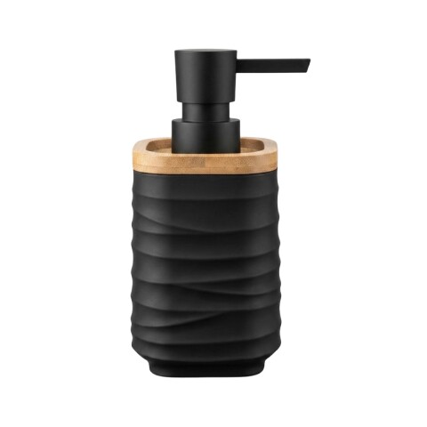 DISPENSADOR PLAST NEGRO/BAMBU P/BAÑO 15X8X7CM Unica