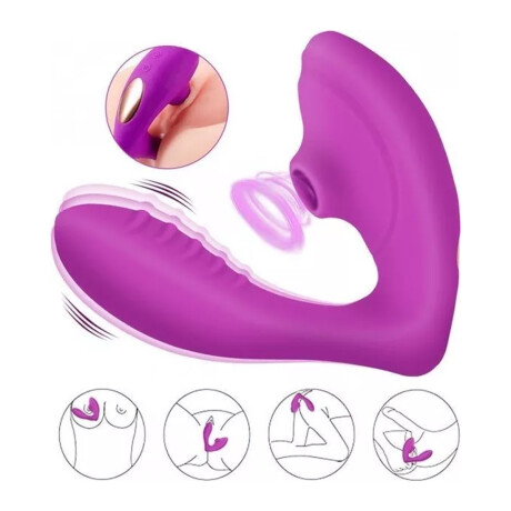 Strap On Vibrador Con Succionador Recargable USB Violeta