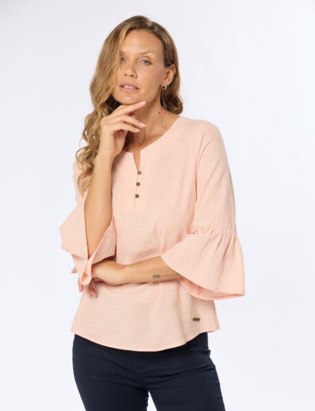 BLUSA DE LINO VOLADOS Coral