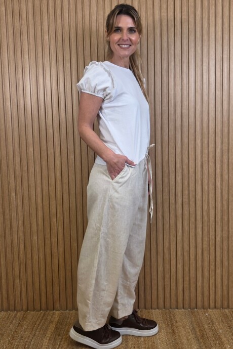 Pantalon Hans Puro Lino Beige Melange