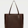 Shopper Vera en cuero vegetal liso Chocolate Niquel