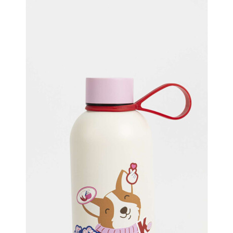 Botella Metálica Estampada Blanco Crema