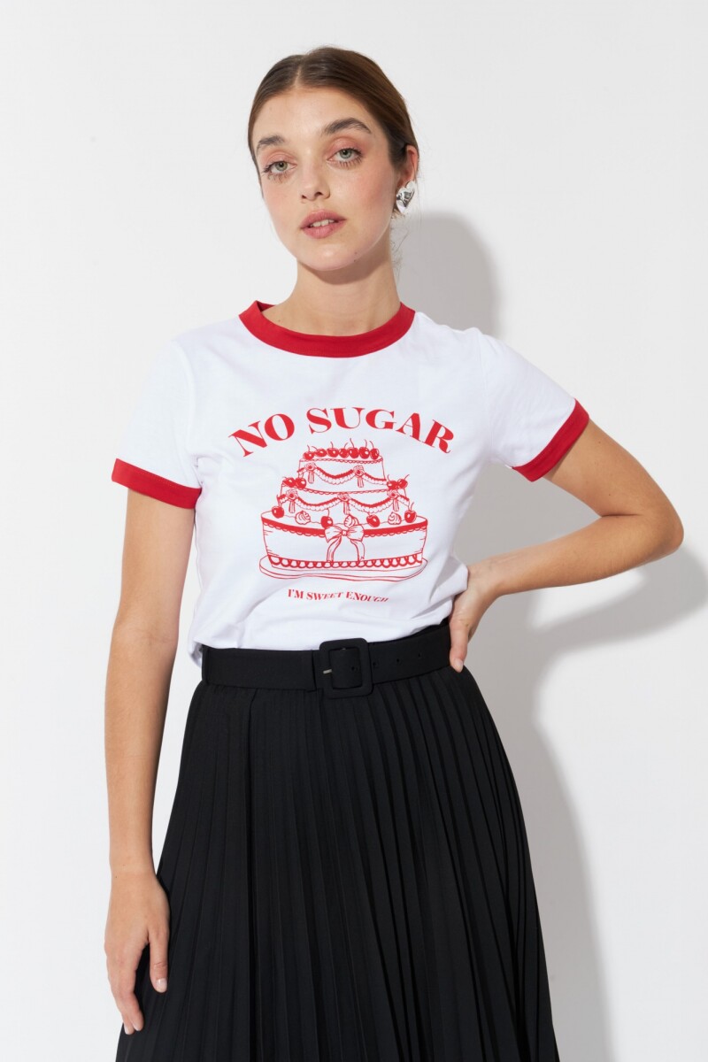 T shirt no sugar blanco