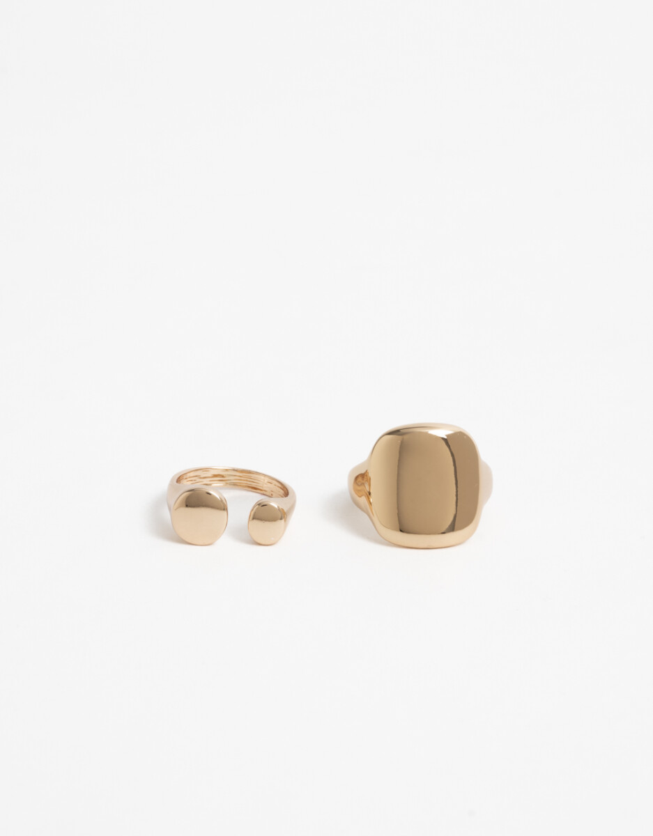 Set De Anillos Bañado En Oro 