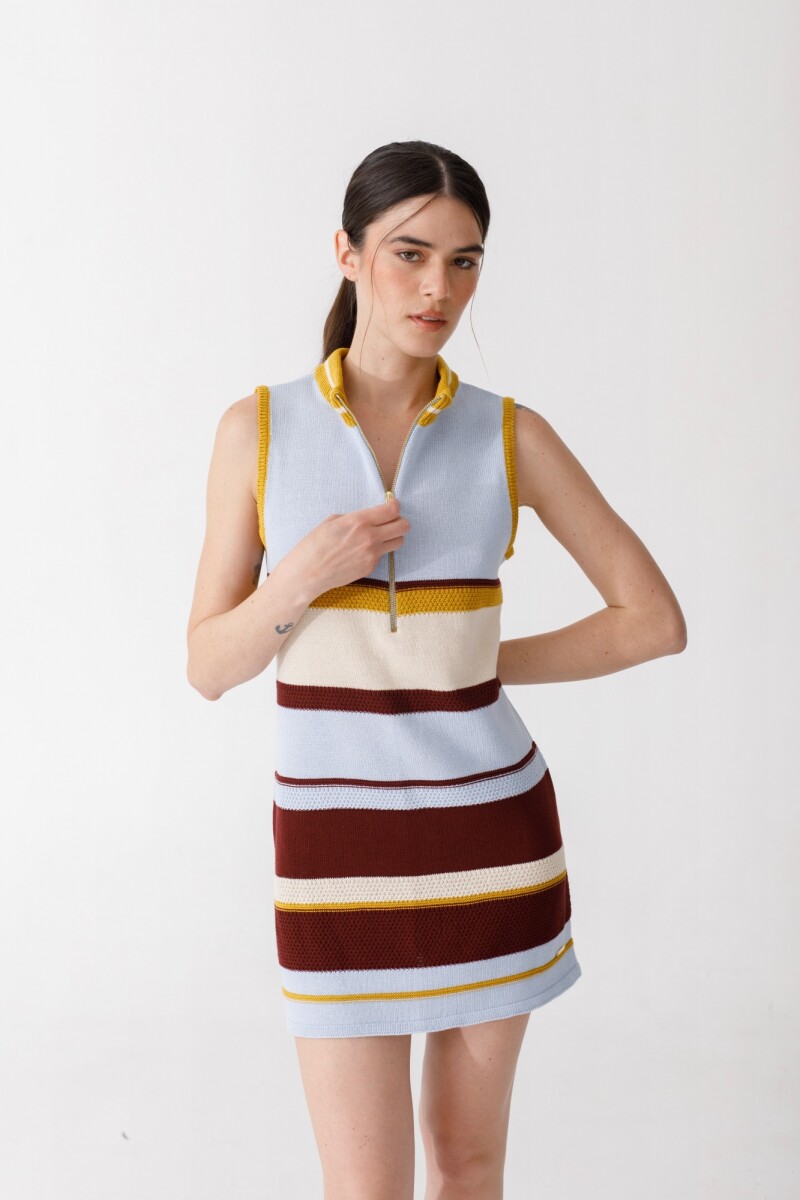 VESTIDO ZIP KNIT Cel Y Choco