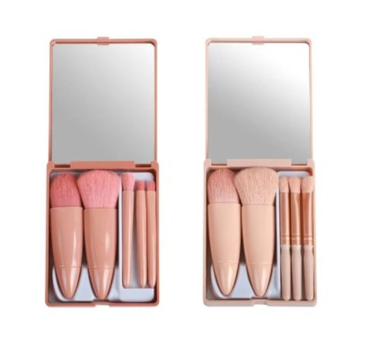 SET DE BROCHAS DE MAQUILLAJE PORTÁTIL DE 5 PIEZAS CON ESPEJO 