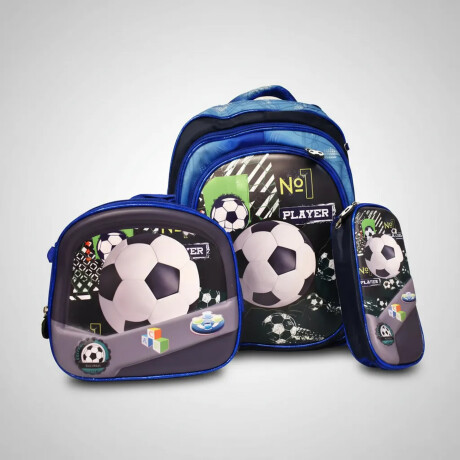 Set Mochila Lonchera Cartuchera Escolar 3 Piezas Azul