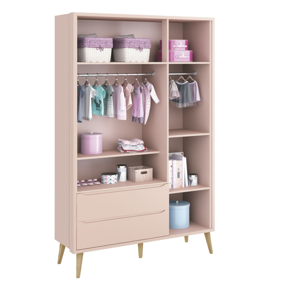 Ropero 3 puertas 2 cajones Infantil - Theo Rosa