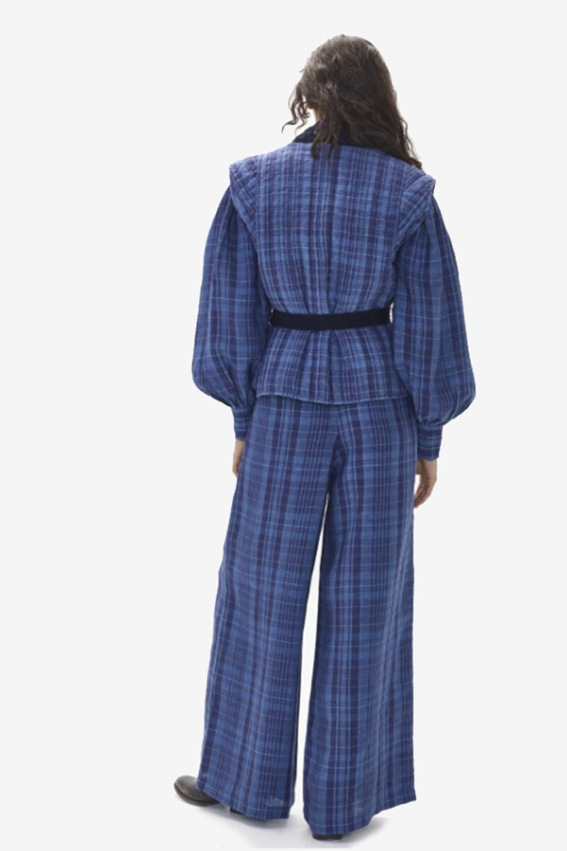 SMITH LINEN AND DENIM VEST Azul